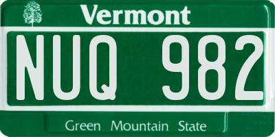 VT license plate NUQ982