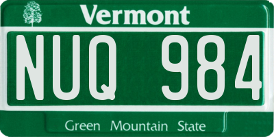 VT license plate NUQ984