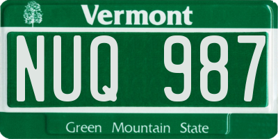VT license plate NUQ987