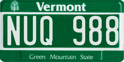 VT license plate NUQ988
