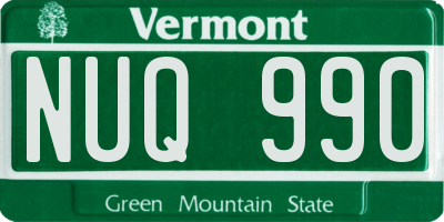 VT license plate NUQ990