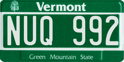 VT license plate NUQ992
