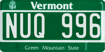 VT license plate NUQ996