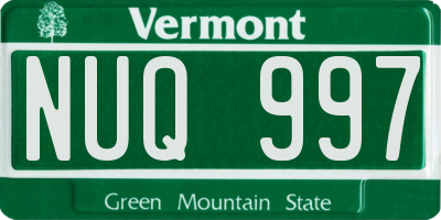 VT license plate NUQ997