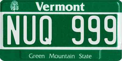 VT license plate NUQ999