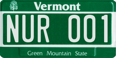 VT license plate NUR001