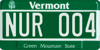 VT license plate NUR004