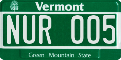 VT license plate NUR005