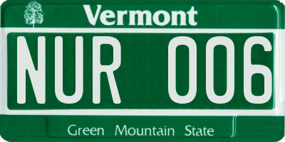 VT license plate NUR006