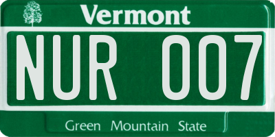 VT license plate NUR007