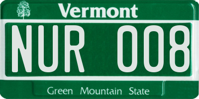 VT license plate NUR008