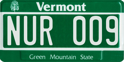VT license plate NUR009
