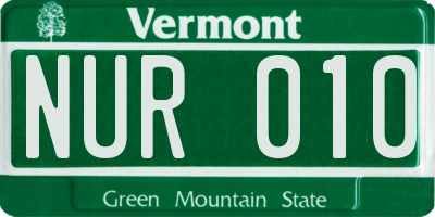 VT license plate NUR010
