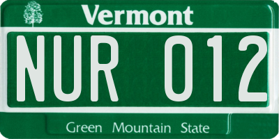 VT license plate NUR012