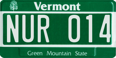 VT license plate NUR014