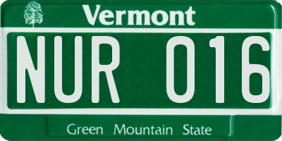 VT license plate NUR016