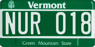 VT license plate NUR018