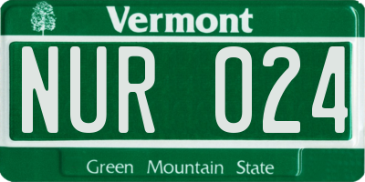 VT license plate NUR024