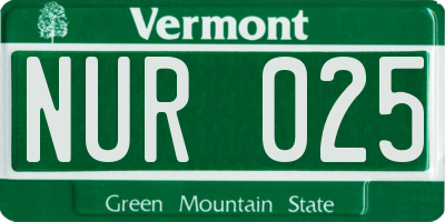 VT license plate NUR025