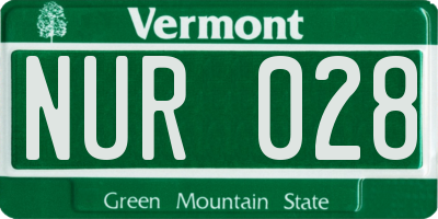 VT license plate NUR028