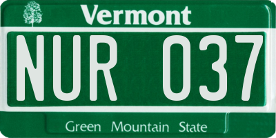 VT license plate NUR037