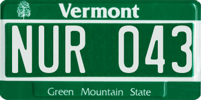 VT license plate NUR043