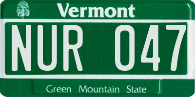 VT license plate NUR047