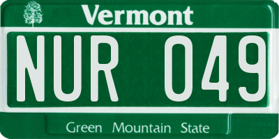 VT license plate NUR049