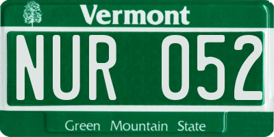 VT license plate NUR052