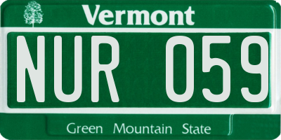 VT license plate NUR059