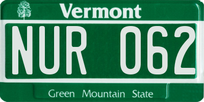 VT license plate NUR062