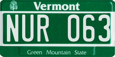 VT license plate NUR063