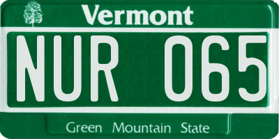 VT license plate NUR065