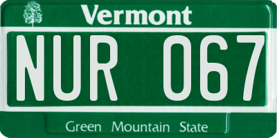 VT license plate NUR067