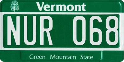 VT license plate NUR068