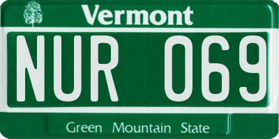 VT license plate NUR069