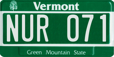 VT license plate NUR071
