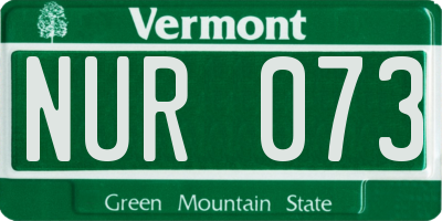 VT license plate NUR073