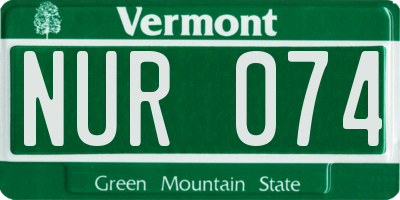 VT license plate NUR074