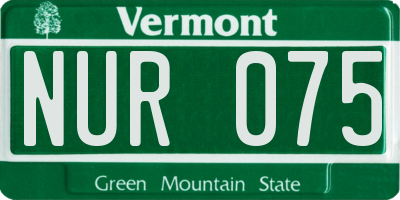 VT license plate NUR075