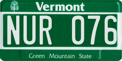 VT license plate NUR076