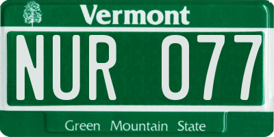 VT license plate NUR077