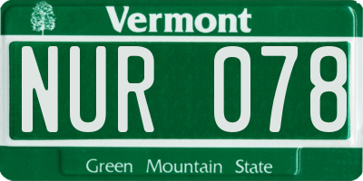 VT license plate NUR078