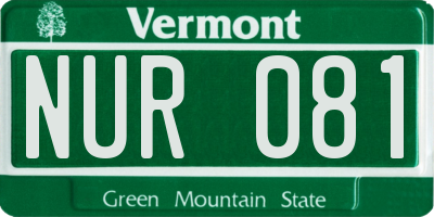 VT license plate NUR081