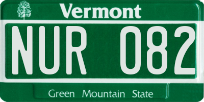 VT license plate NUR082