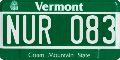 VT license plate NUR083