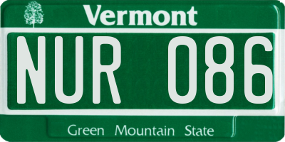 VT license plate NUR086
