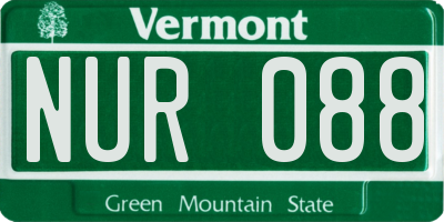 VT license plate NUR088