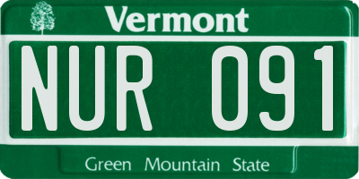 VT license plate NUR091