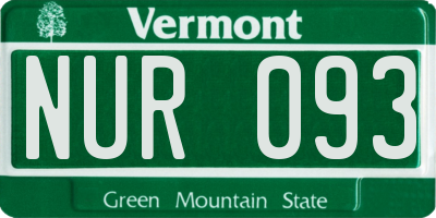 VT license plate NUR093